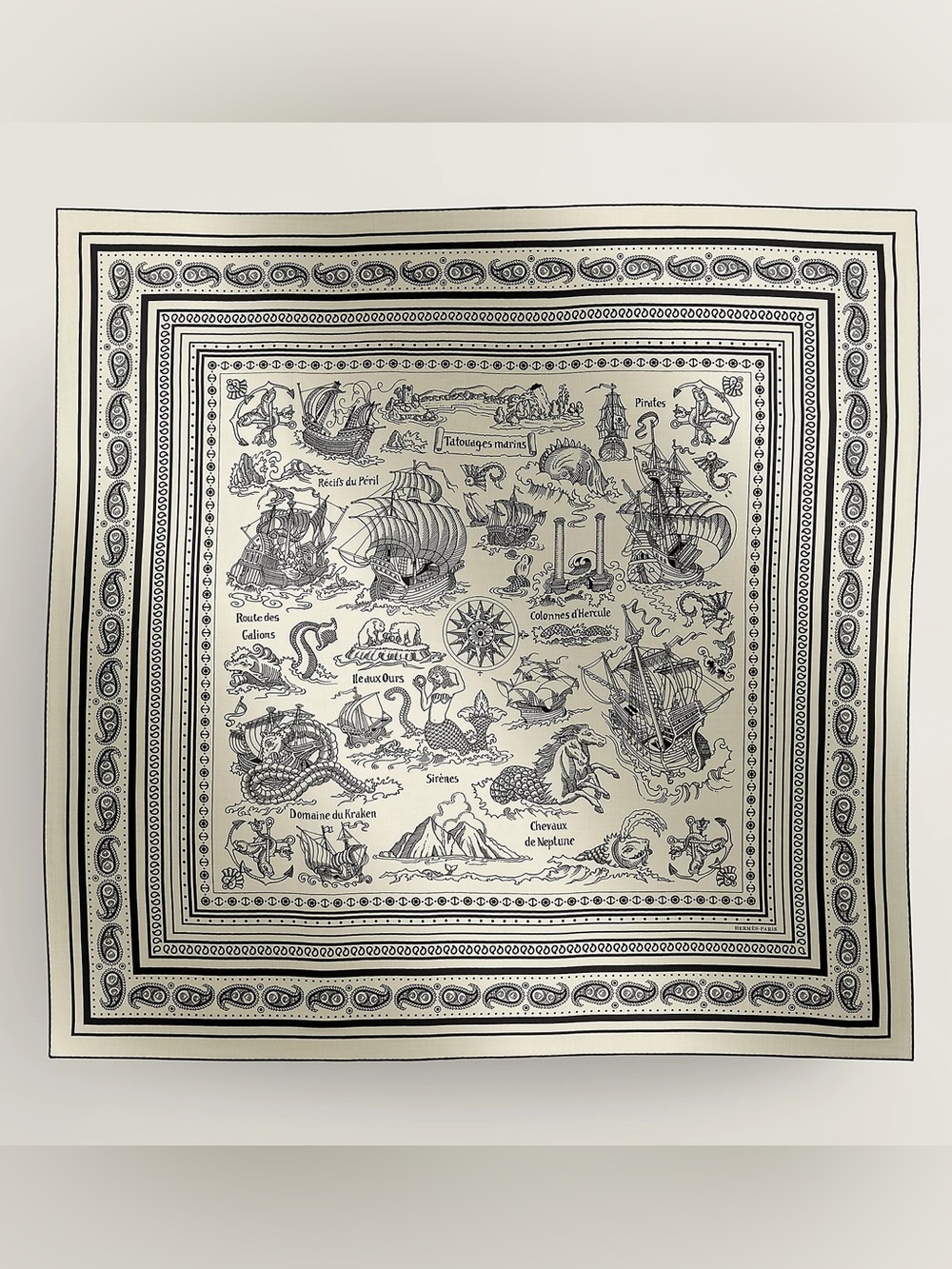 Hermès TATOUAGES MARINS BANDANA SHAWL 140